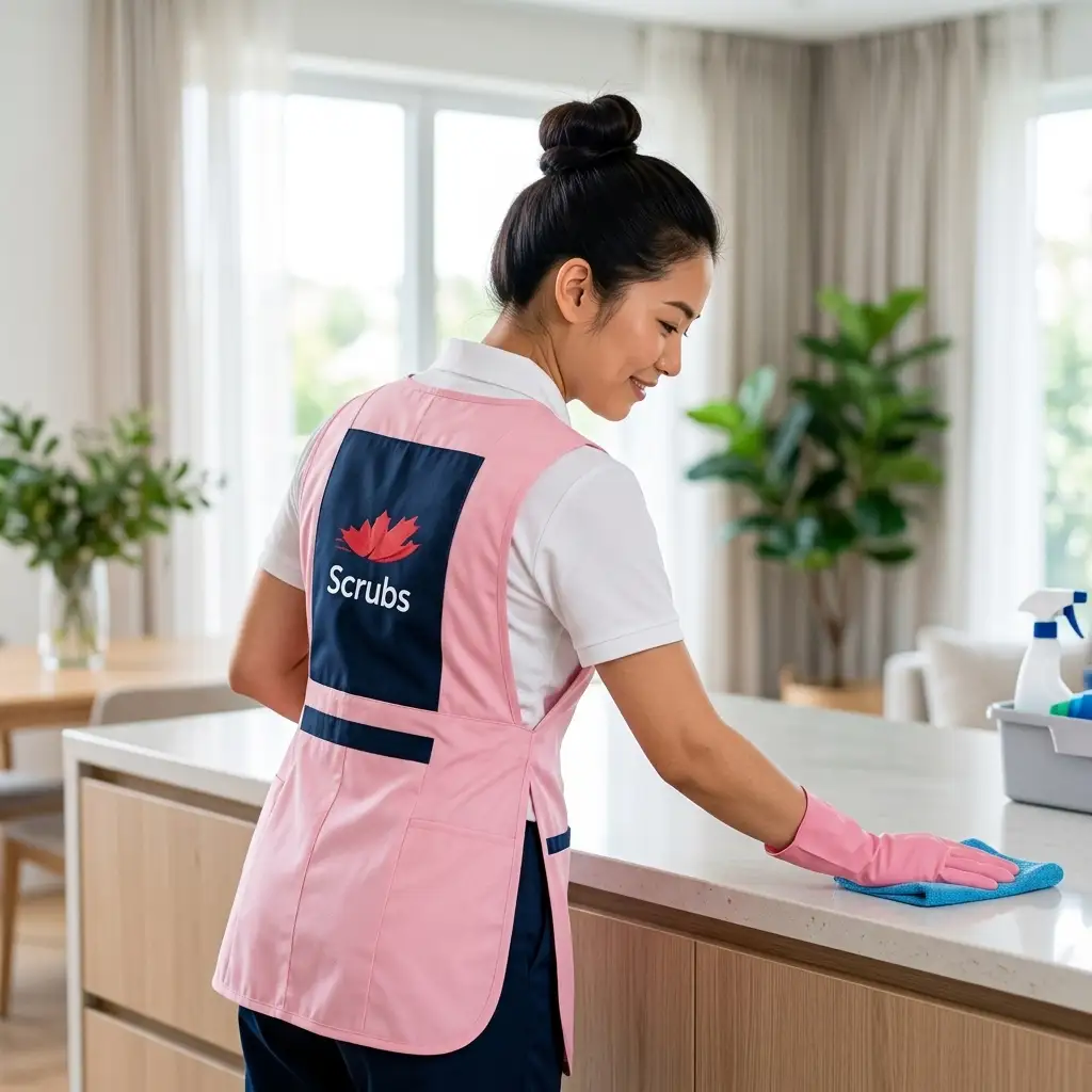 Scrubs cleaner performing deep house cleaning